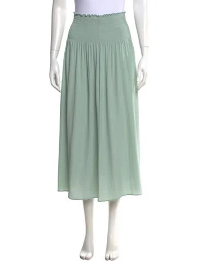 Pre-owned Le Tricot Perugia Silk Midi Length Skirt W/ Tags In Green
