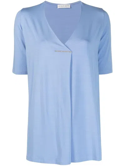Le Tricot Perugia Stitched-fold Shortsleeved T-shirt In Blau