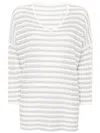 Le Tricot Perugia Stripe Open-knit Jumper In White