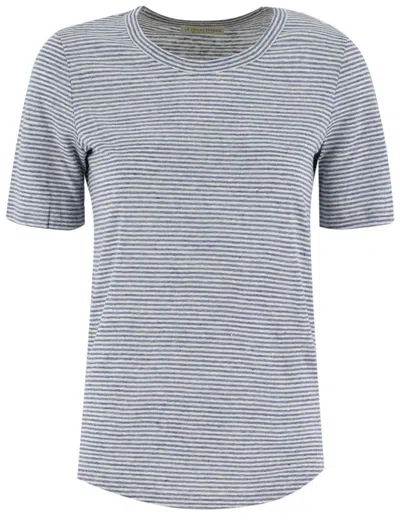 Le Tricot Perugia Striped Linen T-shirt With Rounded Neckline