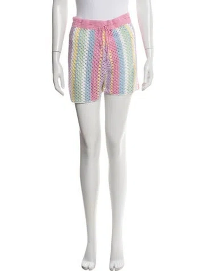 Pre-owned Le Tricot Perugia Striped Mini Shorts In White