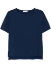 Le Tricot Perugia Classic Crew Neck T-shirt In Soft Viscose Blend In Blue