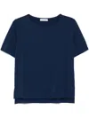 Le Tricot Perugia Classic Crew Neck T-shirt In Soft Viscose Blend In Blue