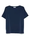 Le Tricot Perugia Classic Crew Neck T-shirt In Soft Viscose Blend In Blue