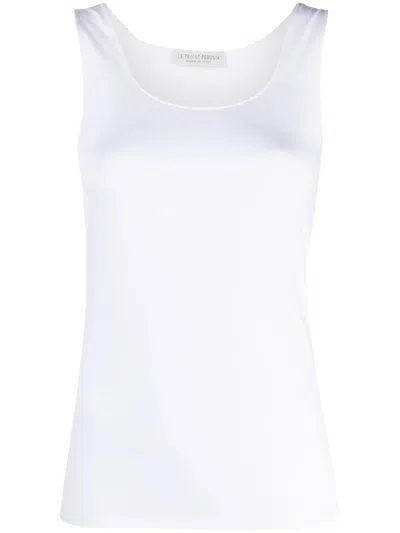 Le Tricot Perugia Sleeveless U-neck Tank Top In White
