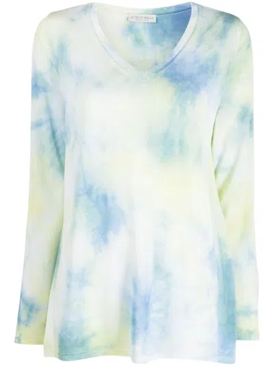 Le Tricot Perugia Tie-dye Print Long-sleeve Top In Blue