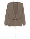 Le Tricot Perugia Tie-waist Cardigan In Brown