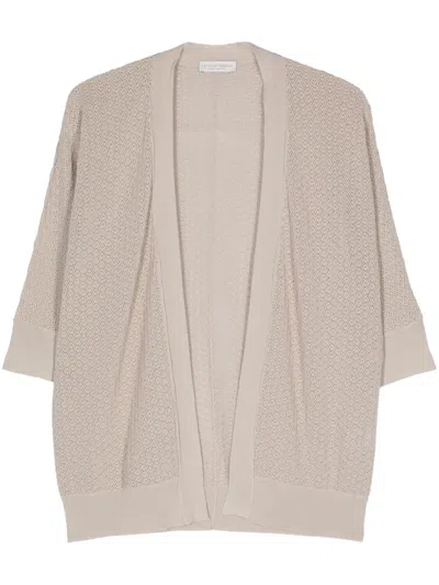 Le Tricot Perugia Tricot Cotton Cardigan In 中性色
