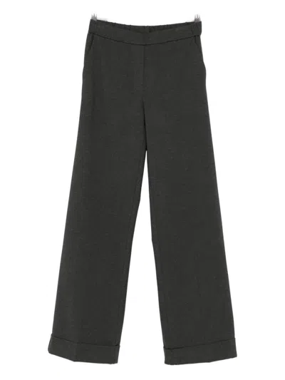 Le Tricot Perugia Elasticated-waistband Wide-leg Trousers In Gray