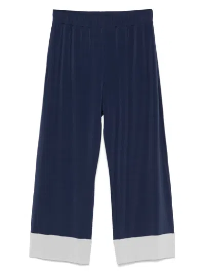 Le Tricot Perugia Two-tone Trousers In Blue