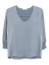 Le Tricot Perugia V-neck Blouse In Blue