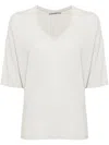 Le Tricot Perugia V-neck Drop-shoulder T-shirt In Grey
