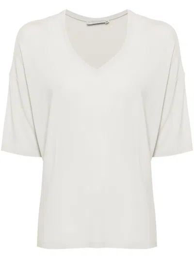 Le Tricot Perugia V-neck Drop-shoulder T-shirt In Grey