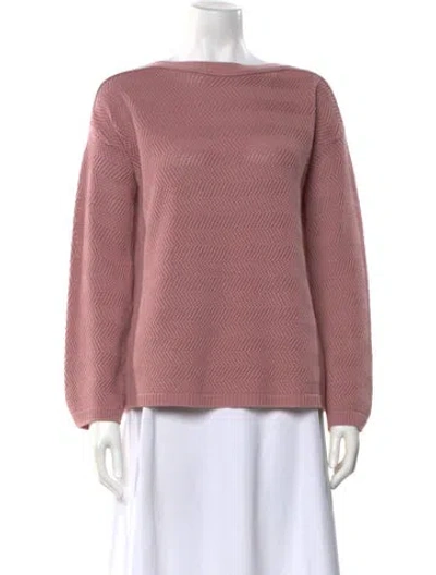 Pre-owned Le Tricot Perugia Virgin Wool Bateau Neckline Sweater W/ Tags In Pink