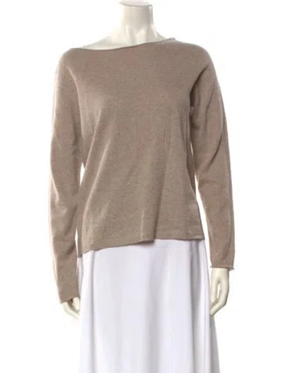 Pre-owned Le Tricot Perugia Virgin Wool Bateau Neckline Sweatshirt In Neutral