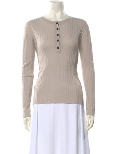 Pre-owned Le Tricot Perugia Virgin Wool Crew Neck Top In Neutral
