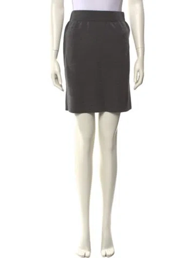 Pre-owned Le Tricot Perugia Virgin Wool Mini Skirt In Gray