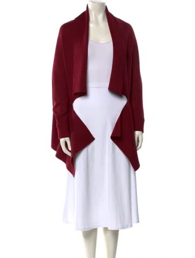 Pre-owned Le Tricot Perugia Virgin Wool Open Front Sweater In Burgundy