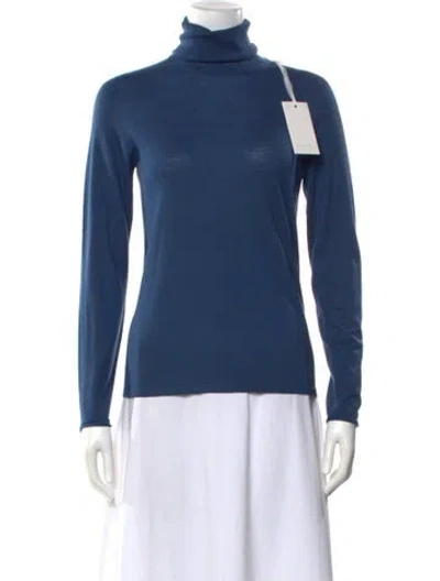 Pre-owned Le Tricot Perugia Virgin Wool Turtleneck Sweater In Blue