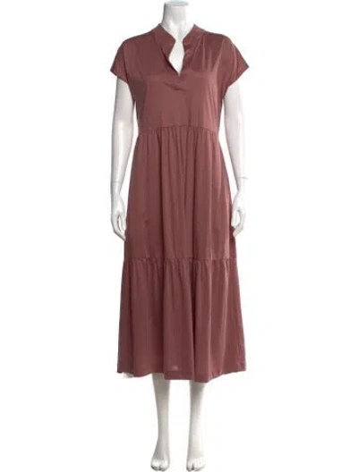 Pre-owned Le Tricot Perugia V-neck Long Dress W/ Tags In Pink