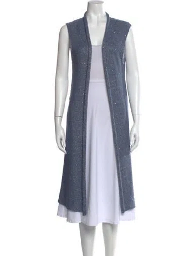 Pre-owned Le Tricot Perugia V-neck Sweater In Blue