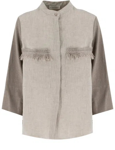 Le Tricot Perugia Wide-fit Linen Shirt With Mandarin Collar