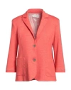 Le Tricot Perugia Woman Blazer Coral Size S Linen, Elastane In Red