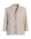 Le Tricot Perugia Woman Blazer Taupe Size Xl Linen, Elastane In Grey