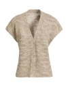 Le Tricot Perugia Woman Cardigan Beige Size M Linen, Polyester, Polyamide In Nude