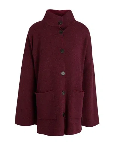 Le Tricot Perugia Woman Cardigan Burgundy Size L Virgin Wool, Polyamide, Cashmere, Silk, Elastane
