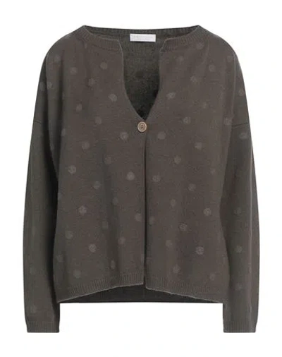 Le Tricot Perugia Woman Cardigan Lead Size M Virgin Wool, Silk, Cashmere