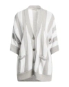 Le Tricot Perugia Woman Cardigan Light Grey Size M Linen, Cotton, Polyester In Grey