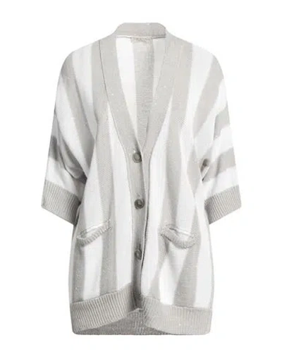 Le Tricot Perugia Woman Cardigan Light Grey Size M Linen, Cotton, Polyester
