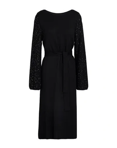 Le Tricot Perugia Woman Midi Dress Black Size L Virgin Wool, Polyester