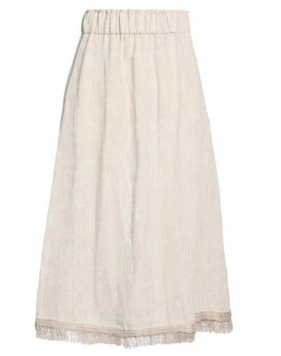 Le Tricot Perugia Woman Midi Skirt Beige Size 4 Linen In Neutral