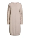 Le Tricot Perugia Woman Mini Dress Beige Size M Virgin Wool, Silk, Cashmere In Neutral