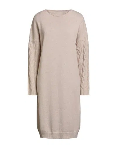 Le Tricot Perugia Woman Mini Dress Beige Size M Virgin Wool, Silk, Cashmere In Neutral