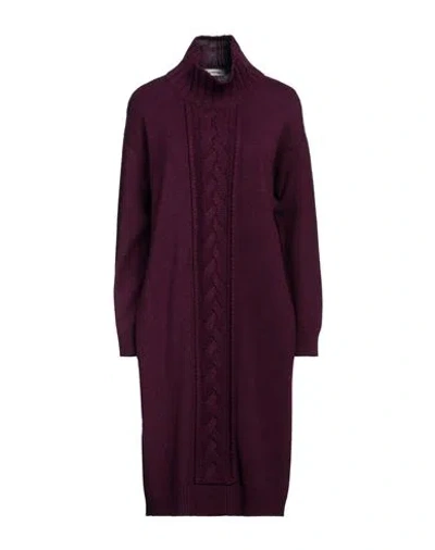 Le Tricot Perugia Woman Mini Dress Dark Purple Size M Virgin Wool, Silk, Cashmere In Brown