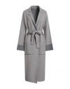 Le Tricot Perugia Woman Overcoat & Trench Coat Grey Size M Virgin Wool, Silk, Cashmere, Polyamide, E In Gray