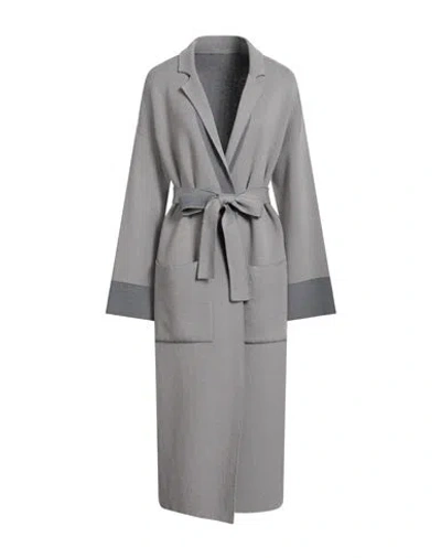 Le Tricot Perugia Woman Overcoat & Trench Coat Grey Size M Virgin Wool, Silk, Cashmere, Polyamide, E In Gray