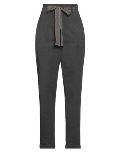 Le Tricot Perugia Woman Pants Lead Size L Viscose, Polyamide, Elastane, Virgin Wool, Polyester In Gray