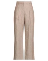 Le Tricot Perugia Woman Pants Light Brown Size 12 Linen
