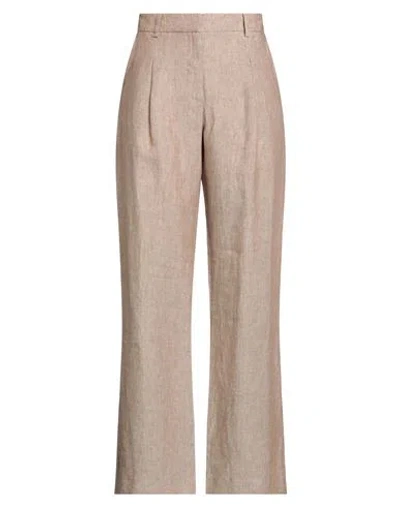 Le Tricot Perugia Woman Pants Light Brown Size 12 Linen