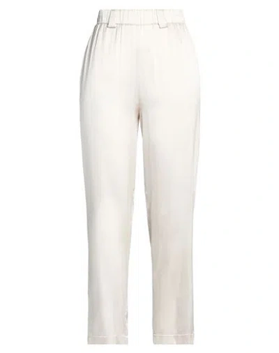 Le Tricot Perugia Woman Pants Light Grey Size S Silk, Elastane In White