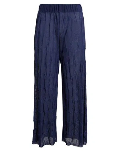 Le Tricot Perugia Woman Pants Navy Size L Viscose, Polyester In Navy Blue