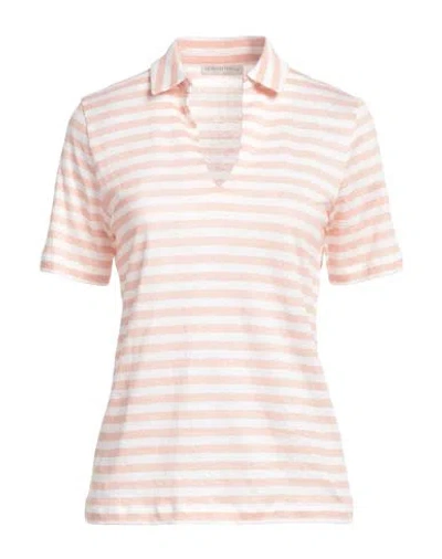 Le Tricot Perugia Woman Polo Shirt Antique Rose Size Xs Linen, Cotton In Pink