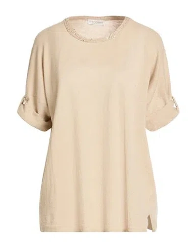 Le Tricot Perugia Woman Sweater Beige Size Xxxl Linen, Cotton, Polyester In Sand
