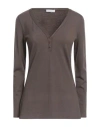 Le Tricot Perugia Woman Sweater Dark Brown Size L Merino Wool, Elastane
