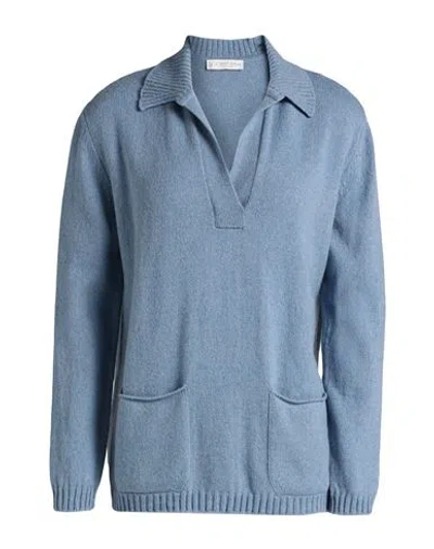 Le Tricot Perugia Woman Sweater Sky Blue Size M Cashmere, Wool