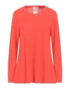Le Tricot Perugia Woman Sweater Tomato Red Size M Virgin Wool, Silk, Cashmere In Tomato Red